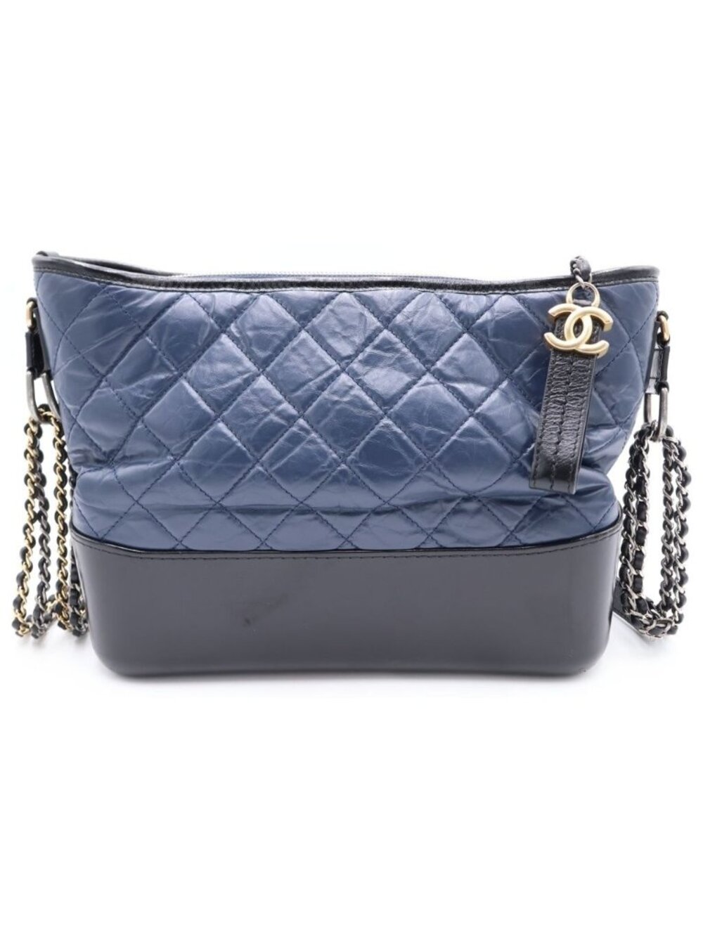Chanel Ludo Quilted Chain Shoulder Bag Navy Black